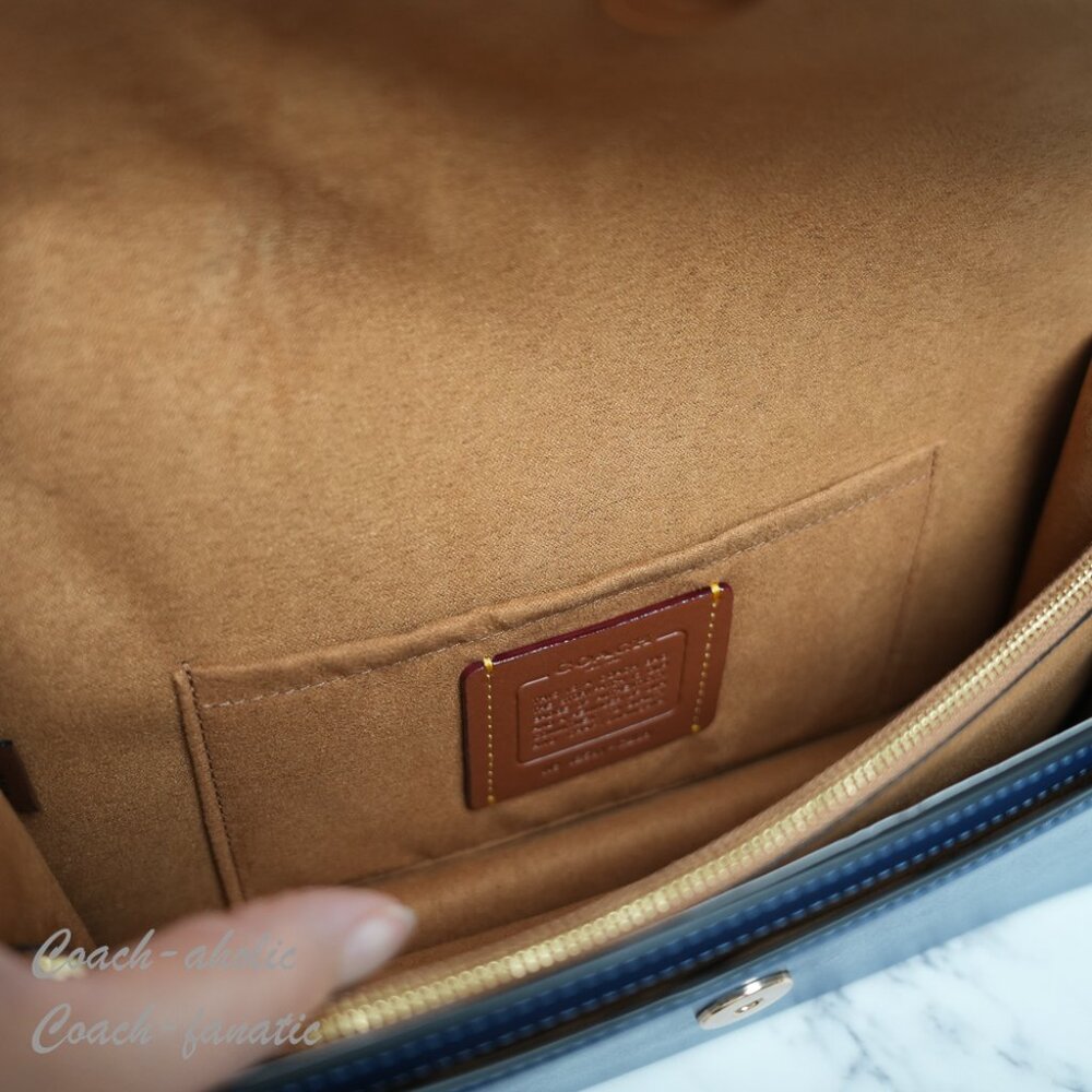 Coach CBI98 Klare Envelope Crossbody Bag Shiny Refined Calf Leather Deep Blue - Picture 15 of 16